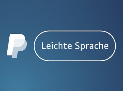 Paypal Logo mit Button Leichte Sprache als Illustration für die Übersetzung der AGB von Paypal in Leichte Sprache